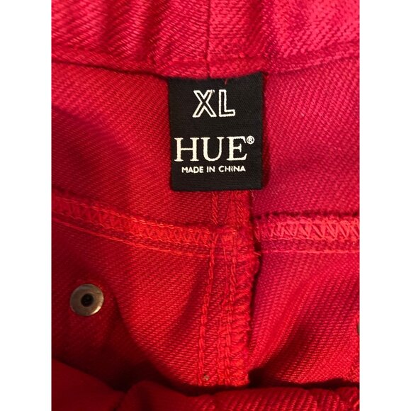 HUE Womens XL Pants Red Stretch Skinny Cotton Blend Preppy - Picture 3 of 10
